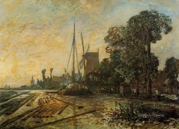 ヨハン・ジョンキント Painting - 水の近くの風車 ヨハン・バルトルト・ヨンカインド